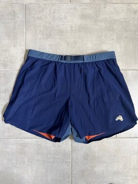 Tracksmith Off Roads Shorts Men’s Medium Blue Orange 4.75” Trail Running Rare